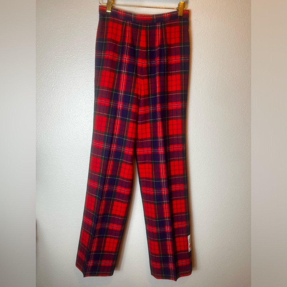Vintage 80’s Pendleton Wool Red Tartan Plaid Boot Cut Pants High Rise 10